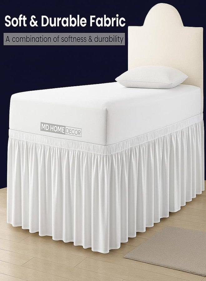 MD Home Decore Ruffled Twin XL Dorm Bed Skirt, 100% Microfiber, White, Extra Long 40-Inch Drop, Tailored for College Dorm Beds, Wrinkle-Resistant, Soft & Durable Dust Ruffle, Twin Extra Long Size Skirt - Image 2