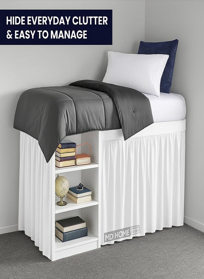 MD Home Decore Ruffled Twin XL Dorm Bed Skirt, 100% Microfiber, White, Extra Long 40-Inch Drop, Tailored for College Dorm Beds, Wrinkle-Resistant, Soft & Durable Dust Ruffle, Twin Extra Long Size Skirt - Image 4