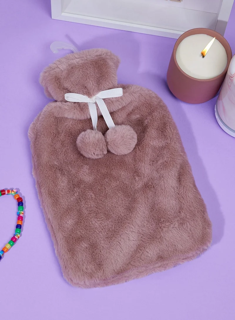Aroma Home Pink Faux Fur Hot Water Bottle 2L
