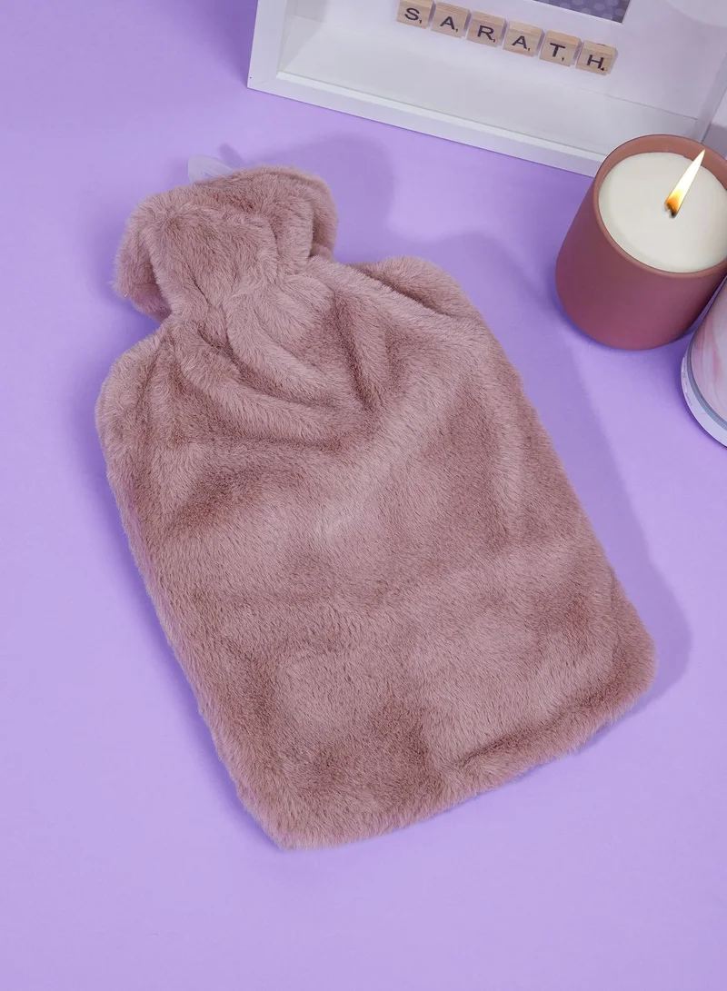 Aroma Home Pink Faux Fur Hot Water Bottle 2L
