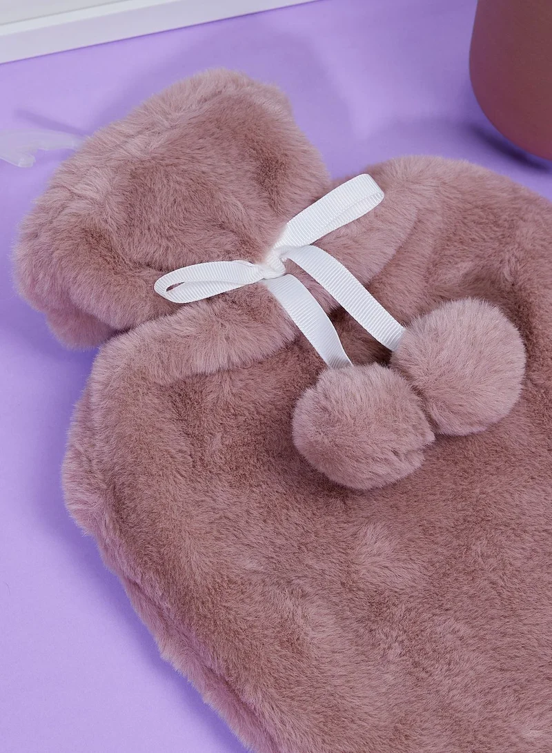 Aroma Home Pink Faux Fur Hot Water Bottle 2L