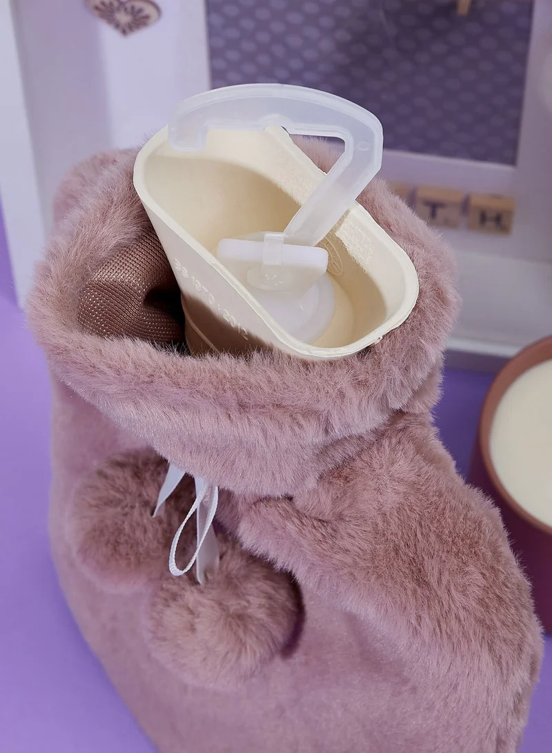 Aroma Home Pink Faux Fur Hot Water Bottle 2L