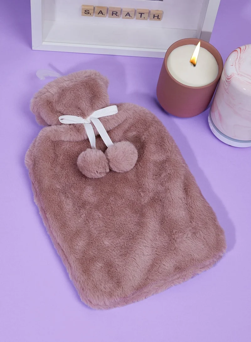 Aroma Home Pink Faux Fur Hot Water Bottle 2L