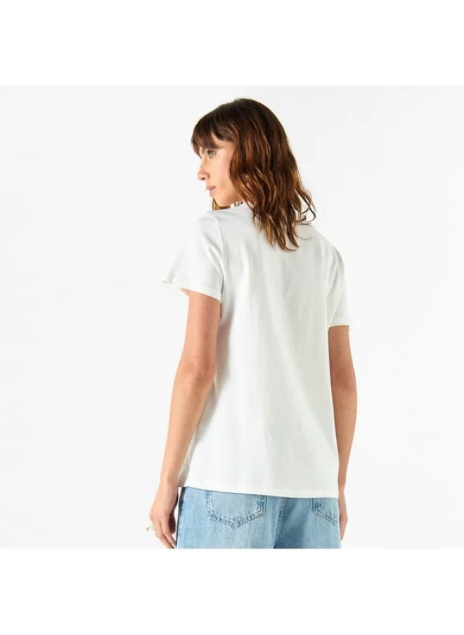 2Xtremz 2Xtremz Embellished Crew Neck T-shirt with Short Sleeves