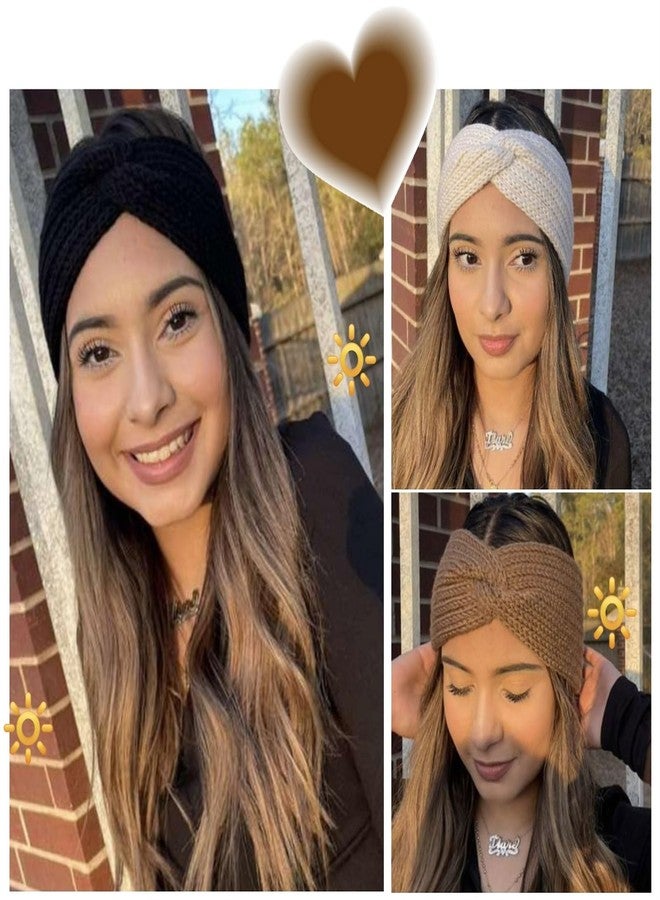 هواتشي عصابات رأس شتوية من هواتشي للنساء، عصابات رأس دافئة للنساء، إكسسوارات شتوية، عصابات رأس محبوكة سميكة لتدفئة الأذنين في الطقس البارد - Image 3