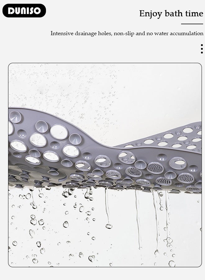 DUNISO Cloud Shaped Anti Slip Bathroom Mat Shower Mat Waterproof Mat Foot Massage Mat With Drain Holes And Suction Cups 36*70cm Bath Mat For Tub, Toilet And Bathroom Floors-Grey - Image 4