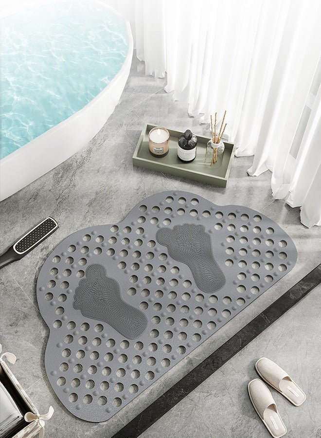DUNISO Cloud Shaped Anti Slip Bathroom Mat Shower Mat Waterproof Mat Foot Massage Mat With Drain Holes And Suction Cups 36*70cm Bath Mat For Tub, Toilet And Bathroom Floors-Grey - Image 1