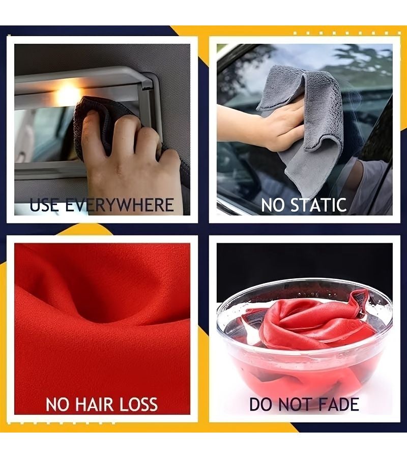 3pcs Double-Sided Color Mixing Car Cleaning Towels, Highly Absorbent Lint-Free Universal Cloth for Car Glass Paint Interior Auto Detailing - Image 5