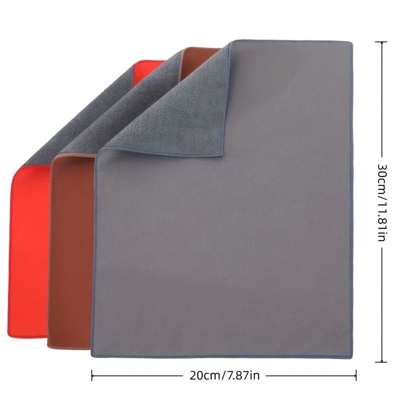 3pcs Double-Sided Color Mixing Car Cleaning Towels, Highly Absorbent Lint-Free Universal Cloth for Car Glass Paint Interior Auto Detailing - Image 3