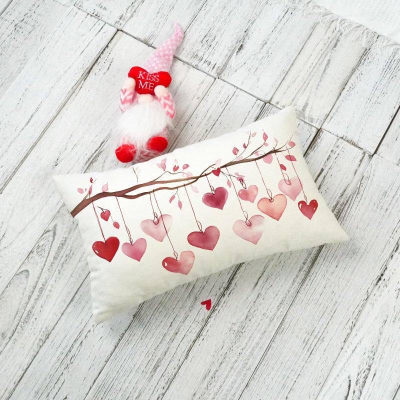ONWAY Valentineâ€™s Day Lumbar Pillow Cover 12x20 Valentines Heart Romantic Farmhouse Decorative Cushion Case for Couch Sofa Bedroom Pink Red Love Theme Holiday Home Decor - Image 3