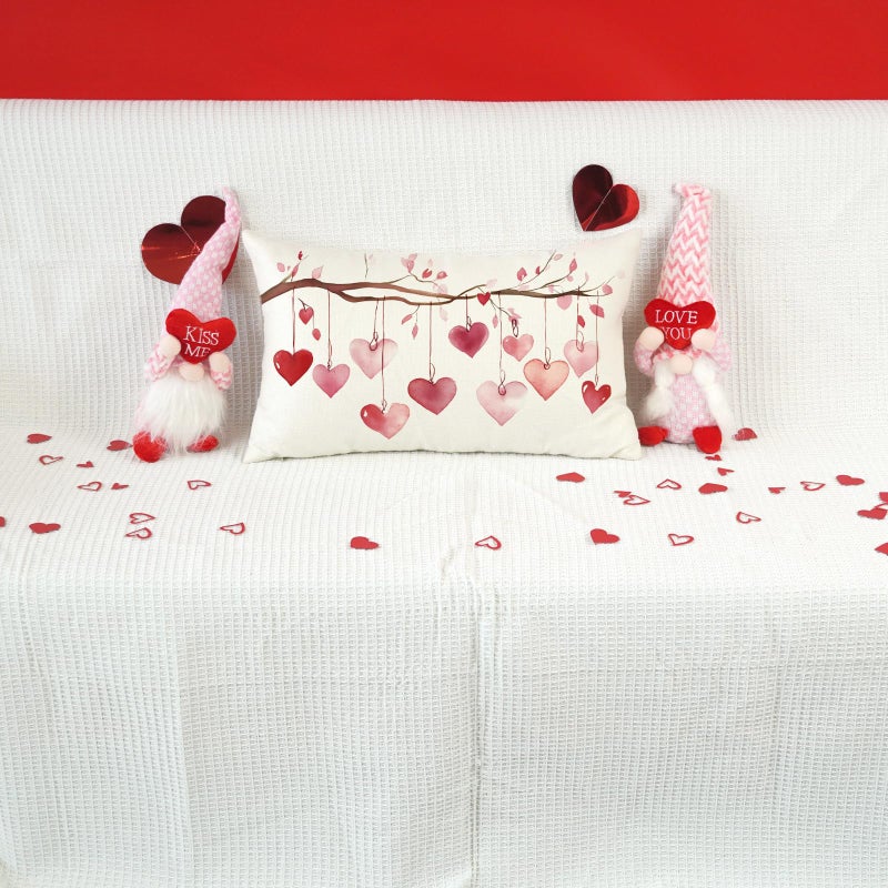 ONWAY Valentineâ€™s Day Lumbar Pillow Cover 12x20 Valentines Heart Romantic Farmhouse Decorative Cushion Case for Couch Sofa Bedroom Pink Red Love Theme Holiday Home Decor - Image 2