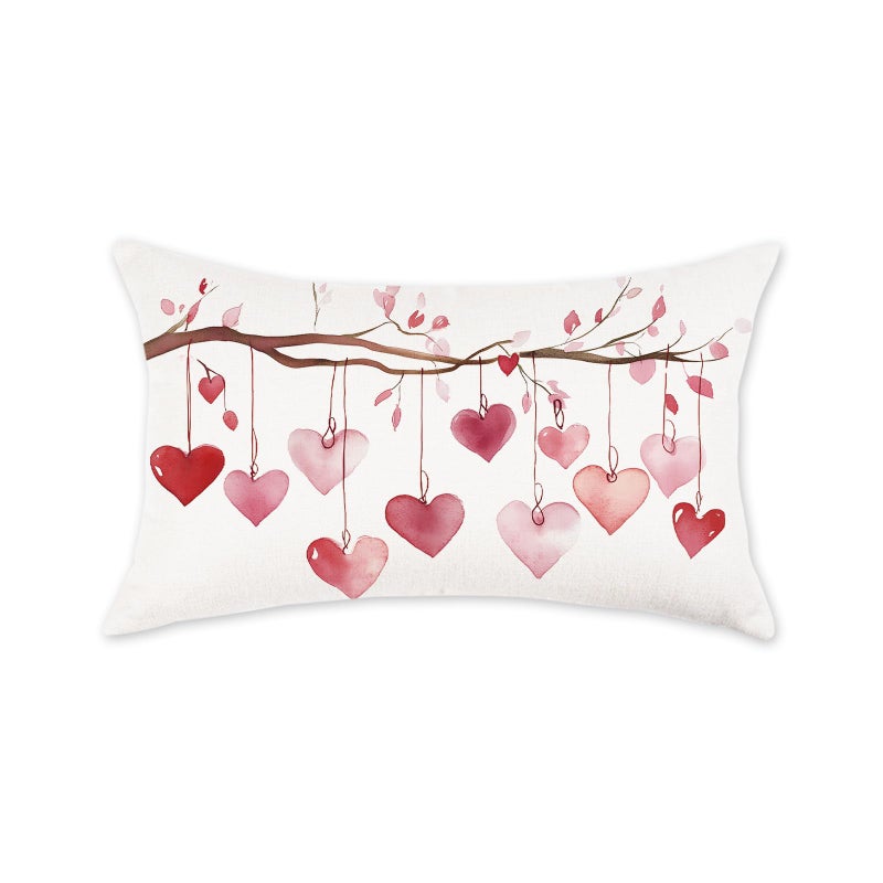 ONWAY Valentineâ€™s Day Lumbar Pillow Cover 12x20 Valentines Heart Romantic Farmhouse Decorative Cushion Case for Couch Sofa Bedroom Pink Red Love Theme Holiday Home Decor - Image 1