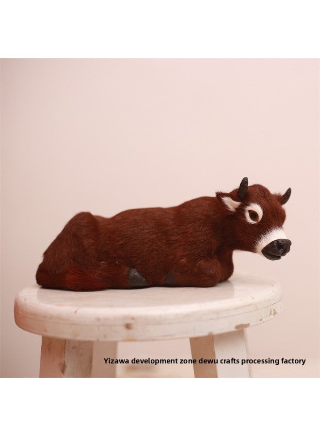 محاكاة نموذج الماشية الديكور تخطيط المشهد محاكاة الماشية لعبة قطيفة مزرعة البقرة الماشية لعبة الإدراك للأطفال - اللون: بني داكن - الأبعاد: الماشية الدائمة - Image 3