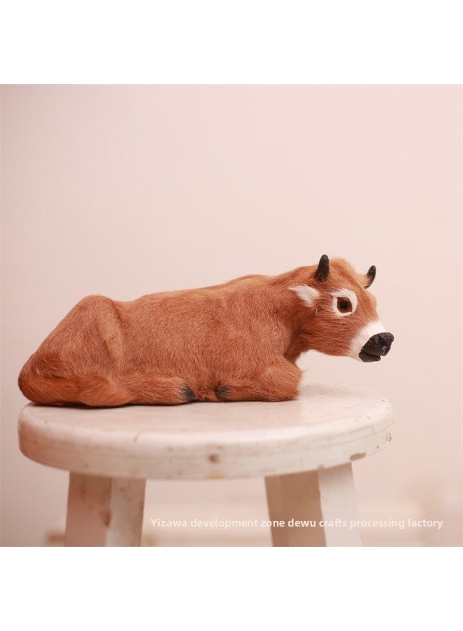 محاكاة نموذج الماشية الديكور تخطيط المشهد محاكاة الماشية لعبة قطيفة مزرعة البقرة الماشية لعبة الإدراك للأطفال - اللون: بني داكن - الأبعاد: الماشية الدائمة - Image 2