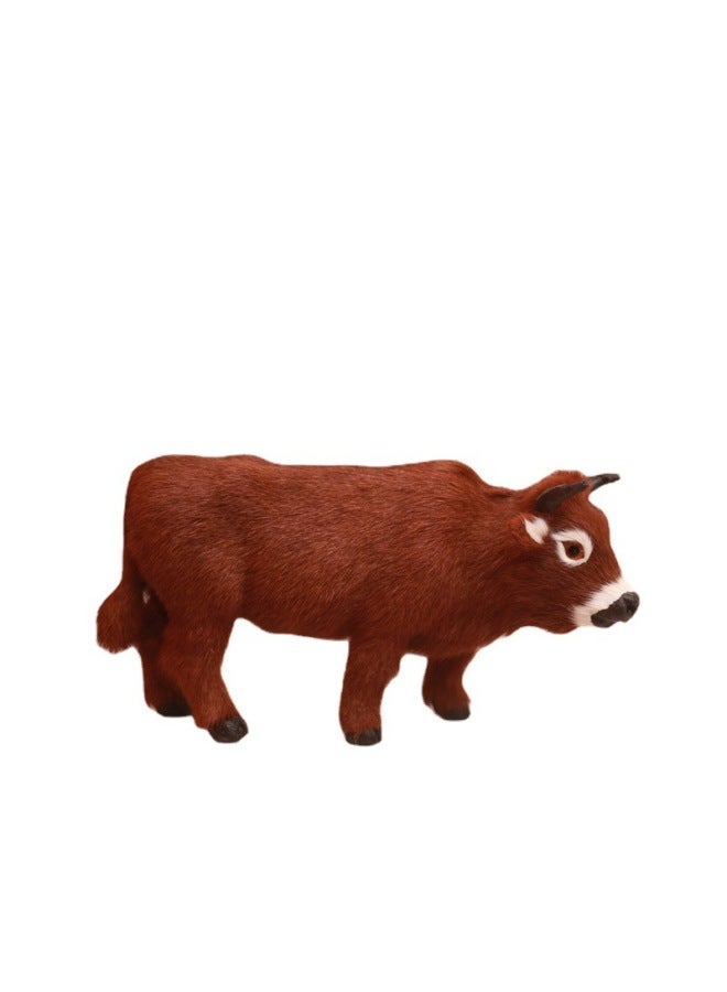 محاكاة نموذج الماشية الديكور تخطيط المشهد محاكاة الماشية لعبة قطيفة مزرعة البقرة الماشية لعبة الإدراك للأطفال - اللون: بني داكن - الأبعاد: الماشية الدائمة - Image 5