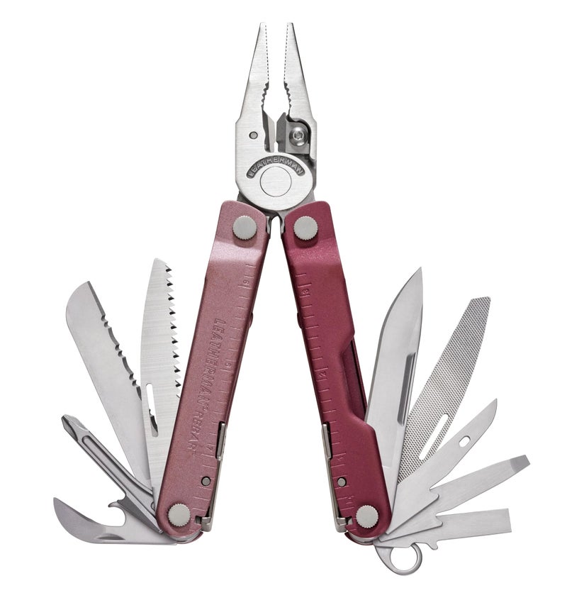 LEATHERMAN, Rebar Multitool with Premium Replaceable Wire Cutters and Saw, Heathered Cranberry - Image 1