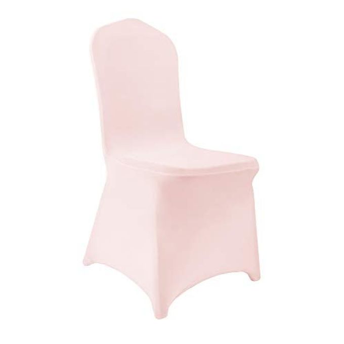 Peomeise 12pcs Stretch Spandex Chair Cover for Wedding Party Dining Banquet Event (Blush Pink, 12) - Image 1