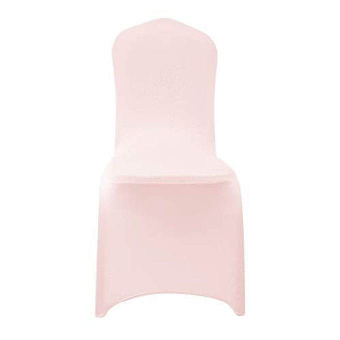 Peomeise 12pcs Stretch Spandex Chair Cover for Wedding Party Dining Banquet Event (Blush Pink, 12) - Image 5