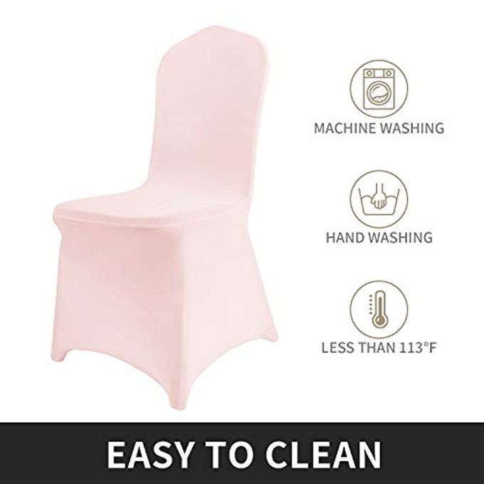 Peomeise 12pcs Stretch Spandex Chair Cover for Wedding Party Dining Banquet Event (Blush Pink, 12) - Image 3