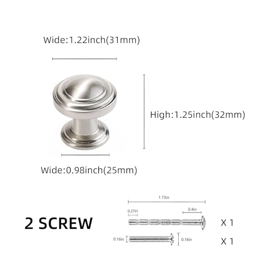 POVEFONK 30 Pack Brushed Satin Nickel Kitchen Cabinet Knobs Solid Drawer Knobs Kitchen Cabinet Hardware Zinc Alloy Handles Drawer Knobs Dresser Handles - Image 3