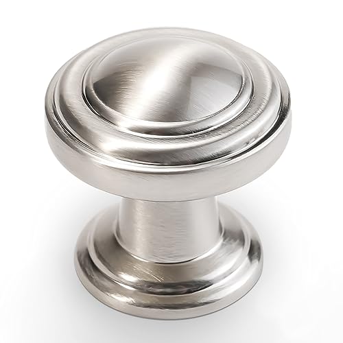 POVEFONK 30 Pack Brushed Satin Nickel Kitchen Cabinet Knobs Solid Drawer Knobs Kitchen Cabinet Hardware Zinc Alloy Handles Drawer Knobs Dresser Handles - Image 1