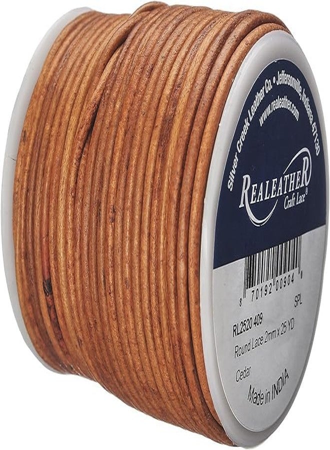Realeather RL2520-0403 Calf Leather Lace for Crafts and Jewelry Making, 0.2 x 25', Cedar, 1-Spool - Image 2