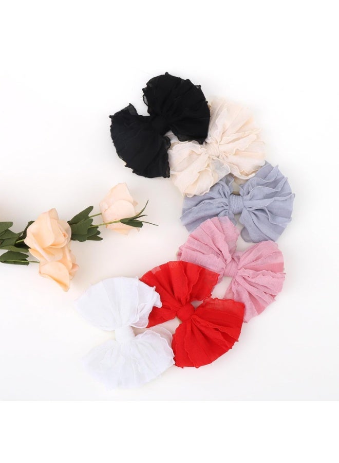 SYOSI Baby Girl Headbands, Nylon Lace Hair Bows with Soft Elastic, Handmade Ruffled Big Bow Accessories for Newborn, Infant, Toddler Girls, Stretchable Baby Hair Decor in Multi-Color Assortment - Image 3