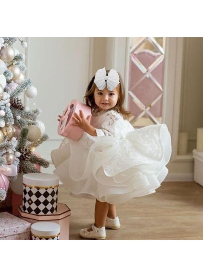 SYOSI Baby Girl Headbands, Nylon Lace Hair Bows with Soft Elastic, Handmade Ruffled Big Bow Accessories for Newborn, Infant, Toddler Girls, Stretchable Baby Hair Decor in Multi-Color Assortment - Image 2