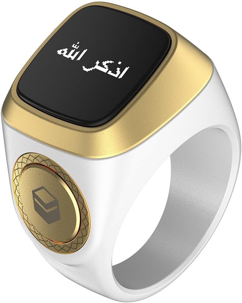 YU WELL iQIBLA Smart Tasbih Zikr Ring- Muslim Prayer- Prayer Timing Reminder OLED Display Tasbih Counter Smart Ring Wearable Technology Waterproof (18MM Plastic, White) - Image 3