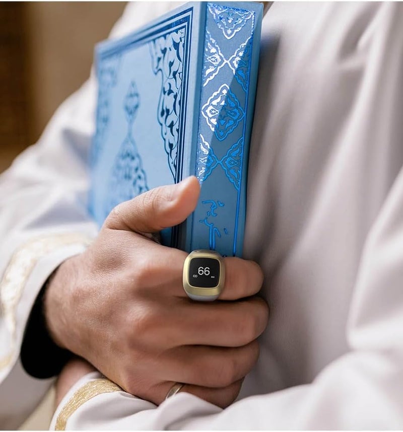 YU WELL iQIBLA Smart Tasbih Zikr Ring- Muslim Prayer- Prayer Timing Reminder OLED Display Tasbih Counter Smart Ring Wearable Technology Waterproof (18MM Plastic, White) - Image 4