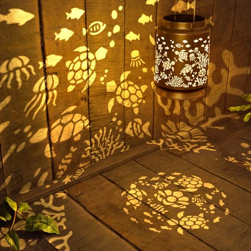 Miggley Sea Turtle Solar Lantern for Garden Outdoor Decor – Hanging Metal Light Decoration for Patio, Yard, Lawn, Pathway, Backyard – Birthday Gift for Mom, Women, Grandma - Image 2