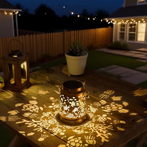 Miggley Sea Turtle Solar Lantern for Garden Outdoor Decor – Hanging Metal Light Decoration for Patio, Yard, Lawn, Pathway, Backyard – Birthday Gift for Mom, Women, Grandma - Image 3