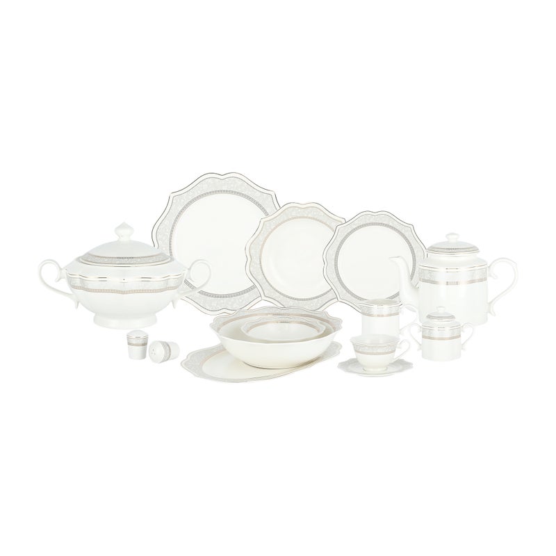 La Mesa grey bone porcelain dinner set 47 pcs - Image 1