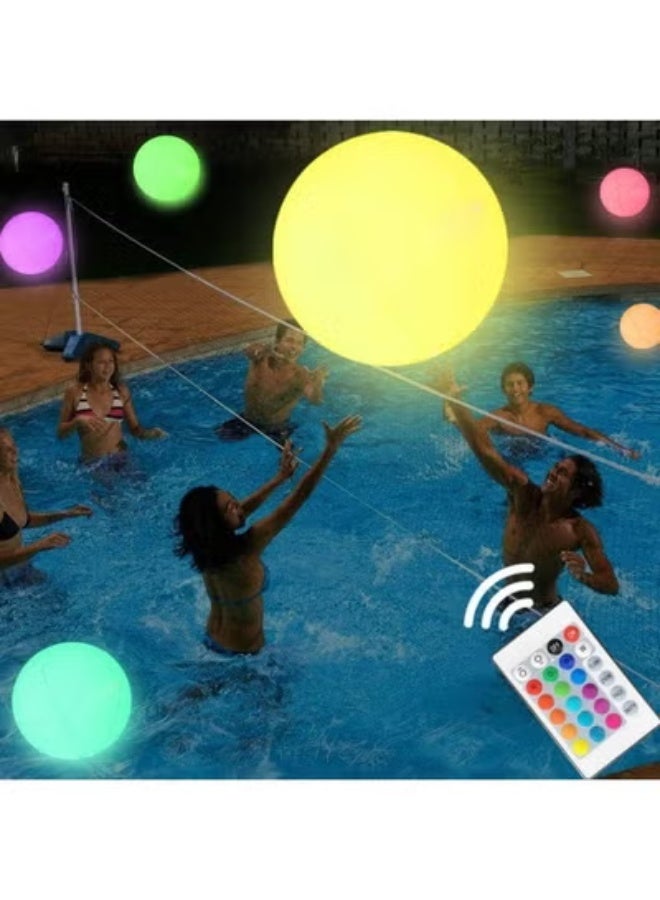 Pool Toy 16 Inflatable LED Light up Beach Ball with Remote 16 Colors Glow Beach Ball/4 Modes, Pool Games for Adults Kids Great for Beach Pool Party Outdoor Games Decorations - Image 1