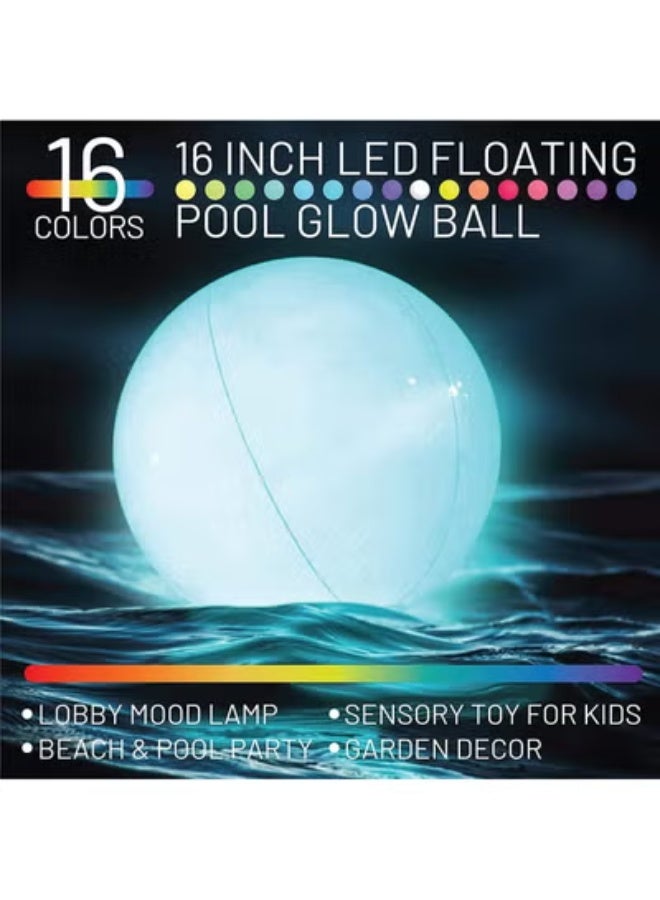 Pool Toy 16 Inflatable LED Light up Beach Ball with Remote 16 Colors Glow Beach Ball/4 Modes, Pool Games for Adults Kids Great for Beach Pool Party Outdoor Games Decorations - Image 3
