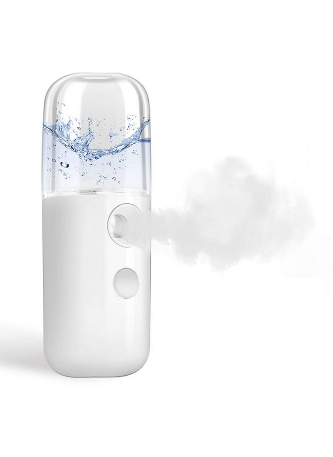 GIVERARE - Nano Facial Steamer, Handy Mini Mister, Usb Rechargeable Mist Sprayer, 30Ml Visual Water Tank Moisturizing&Hydrating For Face, Daily Makeup, Skin Care, Eyelash Extensions White - Image 1