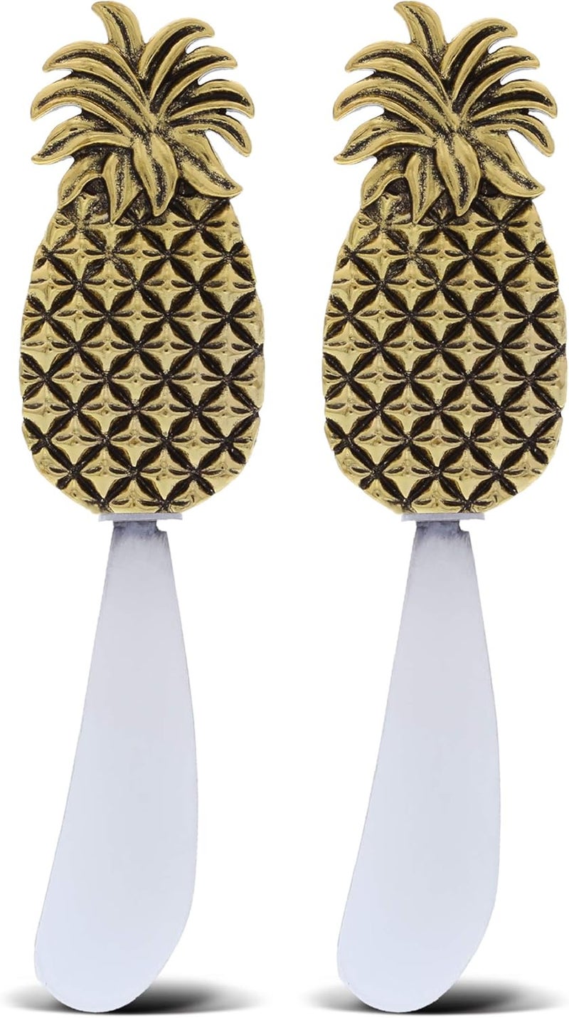 KitchaBon Gold Stainless Steel Butter Spreader Set of 2 - Elegant Cheese Dip Spreaders for Appetizers and Butter Cutter Utensils, Fancy Serving Utensils for Cheese Dips, Butter, and Meals - Pineapple - Image 1
