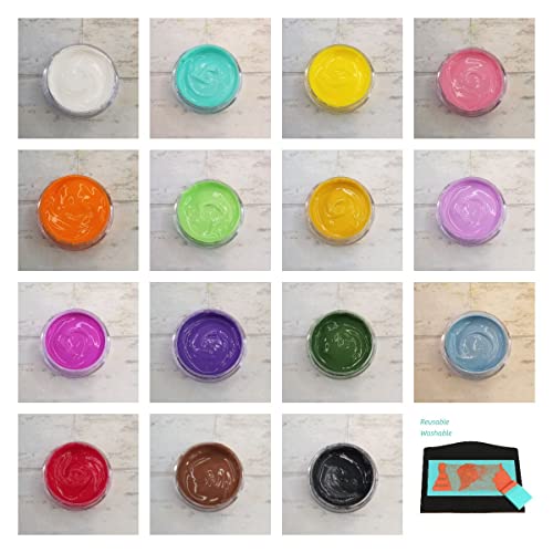 DGAGA 15 Colors Chalk Paste Sets for Stencils, DIY Chalk Craft Paint Kit Art Supplies painting on Home Decor Wood Furniture Chalkboard Fabric Screen Printing Ink, including 15 packs Mini Squeegees - Image 2