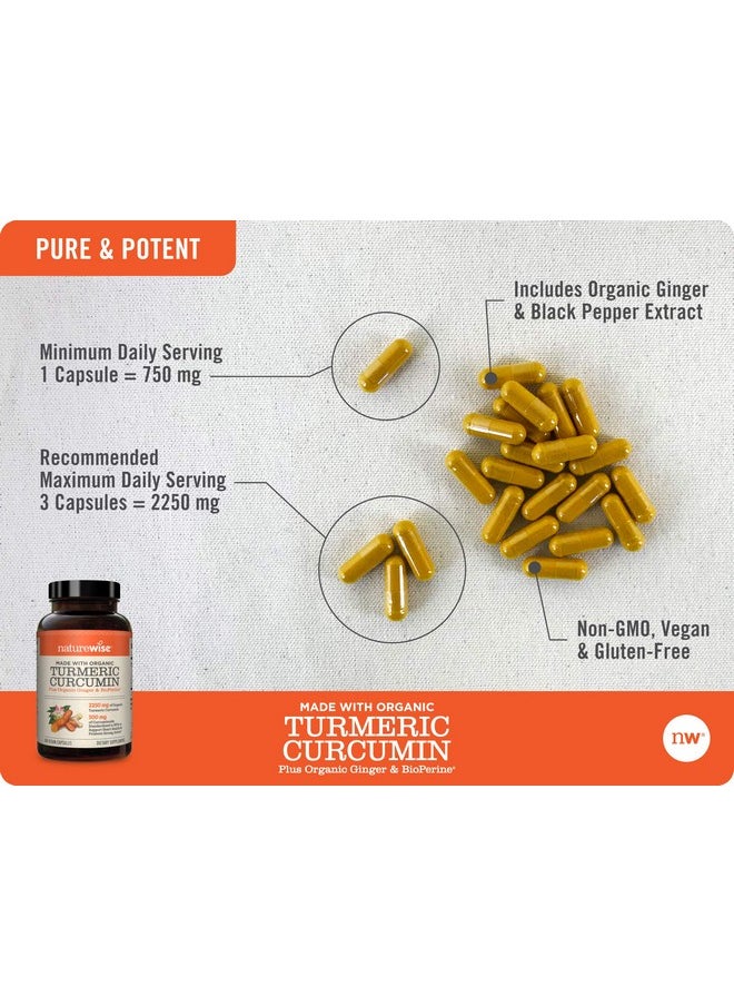 NatureWise - Curcumin Turmeric 2250Mg; 95% Curcuminoids & Bioperine Black Pepper Extract; Advanced Absorption For Joint Support [2 Month Supply 180 Count] - Image 1