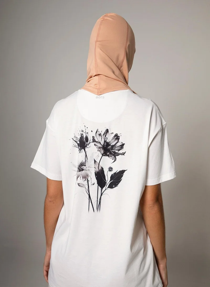 Aora Unisex Season Graphic T-shirt – Lightweight Cotton Tee with Nature-Inspired Print for Casual Wear, Light Training & Everyday Comfort (White)