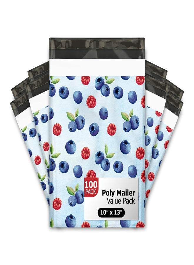Pro Supply Global 10x13 (100) Blueberries and Raspberries Designer Poly Mailers Waterproof Self Sealing Tear Resistant Polymailers Shipping Envelopes Premium Printed Bags For Small Businesses - Image 1