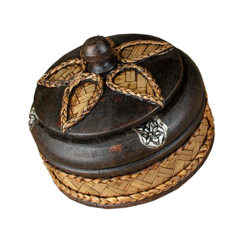 Solid Wood Ashtray With Lid Handmade Vintage Decorative Tray Home Office Bar Gift - Image 2