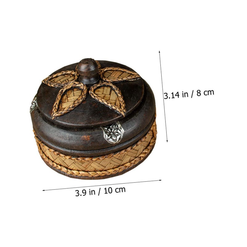 Solid Wood Ashtray With Lid Handmade Vintage Decorative Tray Home Office Bar Gift - Image 3