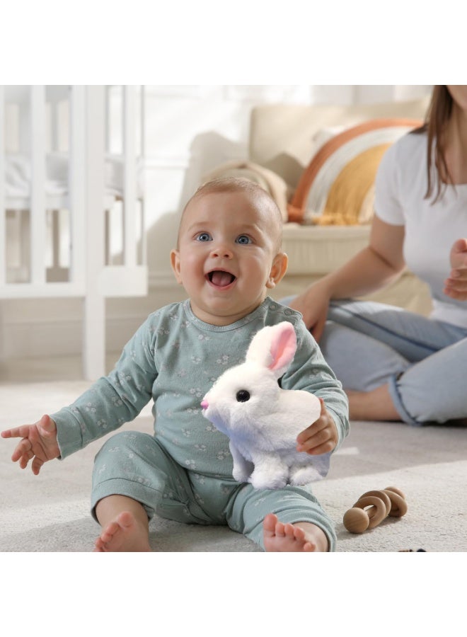 REZZOSS 17cm Plush Interactive Hopping Rabbit – Electronic Pet Bunny Toy with Animated Walking, Wiggle Ears & Twitching Nose | Soft White Companion Animal with Sounds | Best Birthday, Easter & Eid Gift for Toddlers, Girls & Kids - Image 2