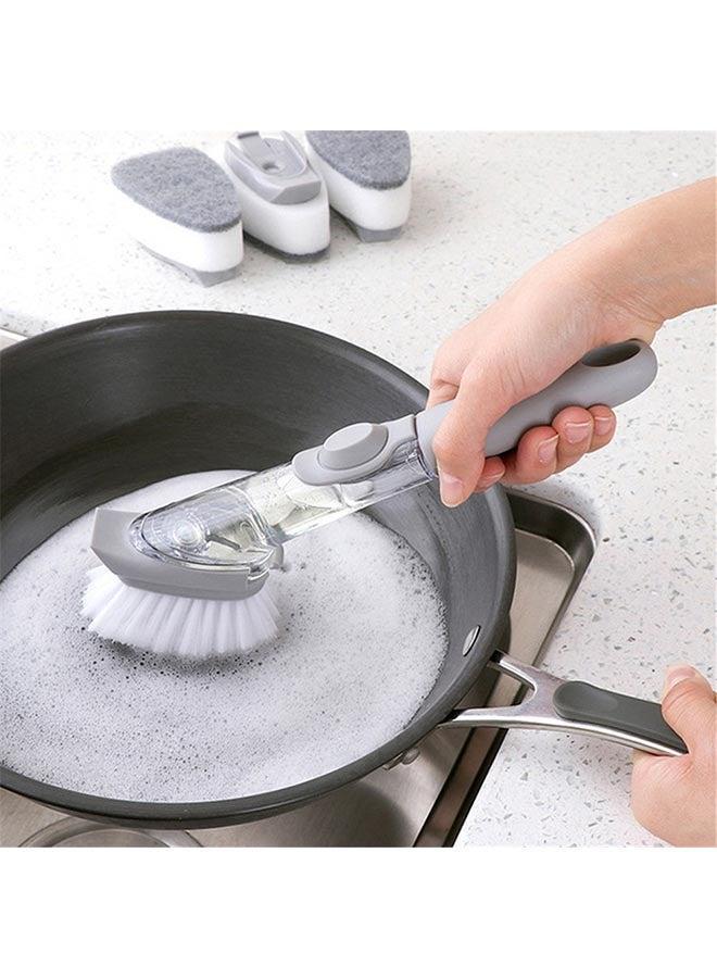 Long Handle Dishwashing Brush Grey/Clear/White 10cm  - Image 3