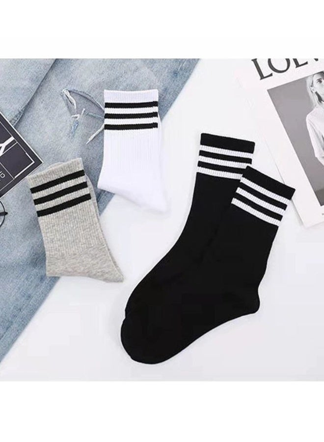 3 أزواج من الجوارب القطنية الطويلة المخططة الأنيقة - Image 5