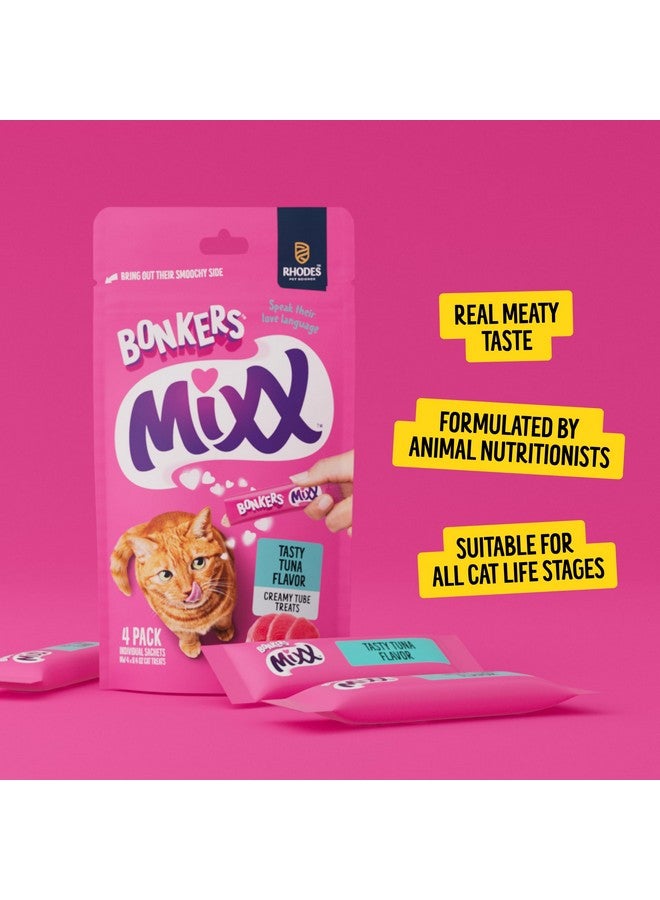 BONKERS Mixx, Wet Lickable Tube Tasty Tuna Flavor Cat Treats, Real Meat Treats, Treats for Training or Food Topper, for All Breeds and Ages, Value Pack (15 Pack, 60 Tubes) - Image 2