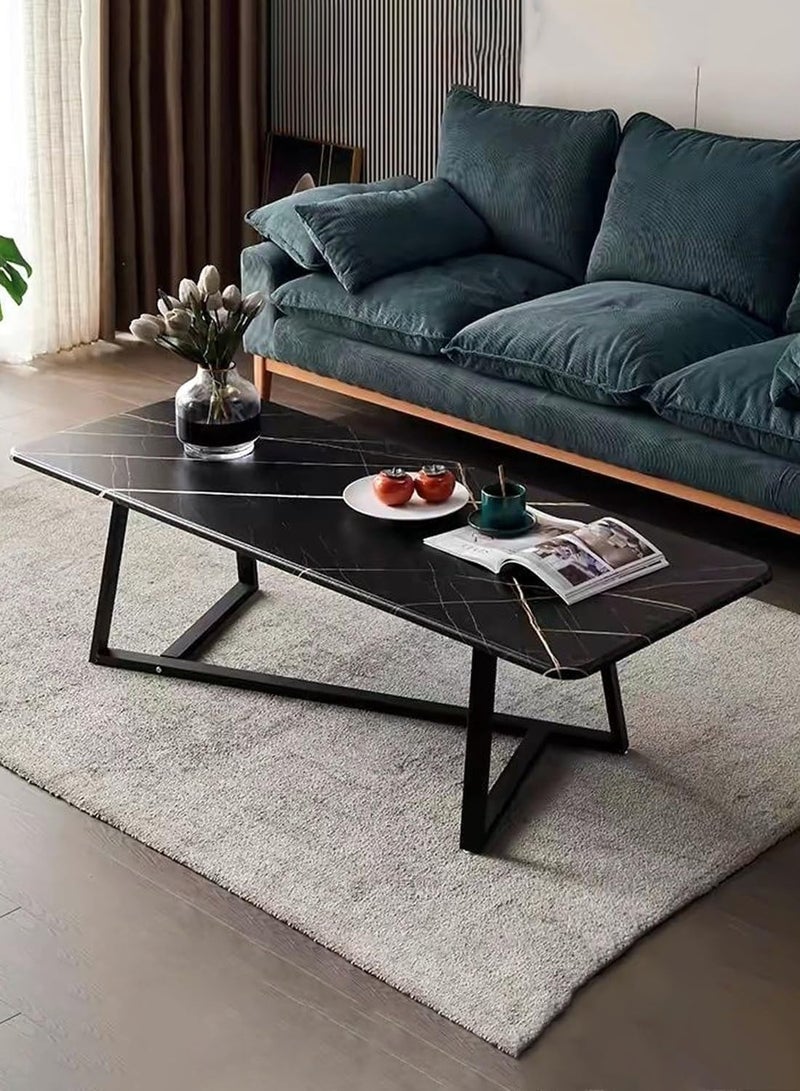 Jorunb Coffee Table Large Capacity Table Storage Simple Living Room Table Modern Tea Table Small Unit Living Room Simple Small Tea Table Design (imitation black marble) - Image 1