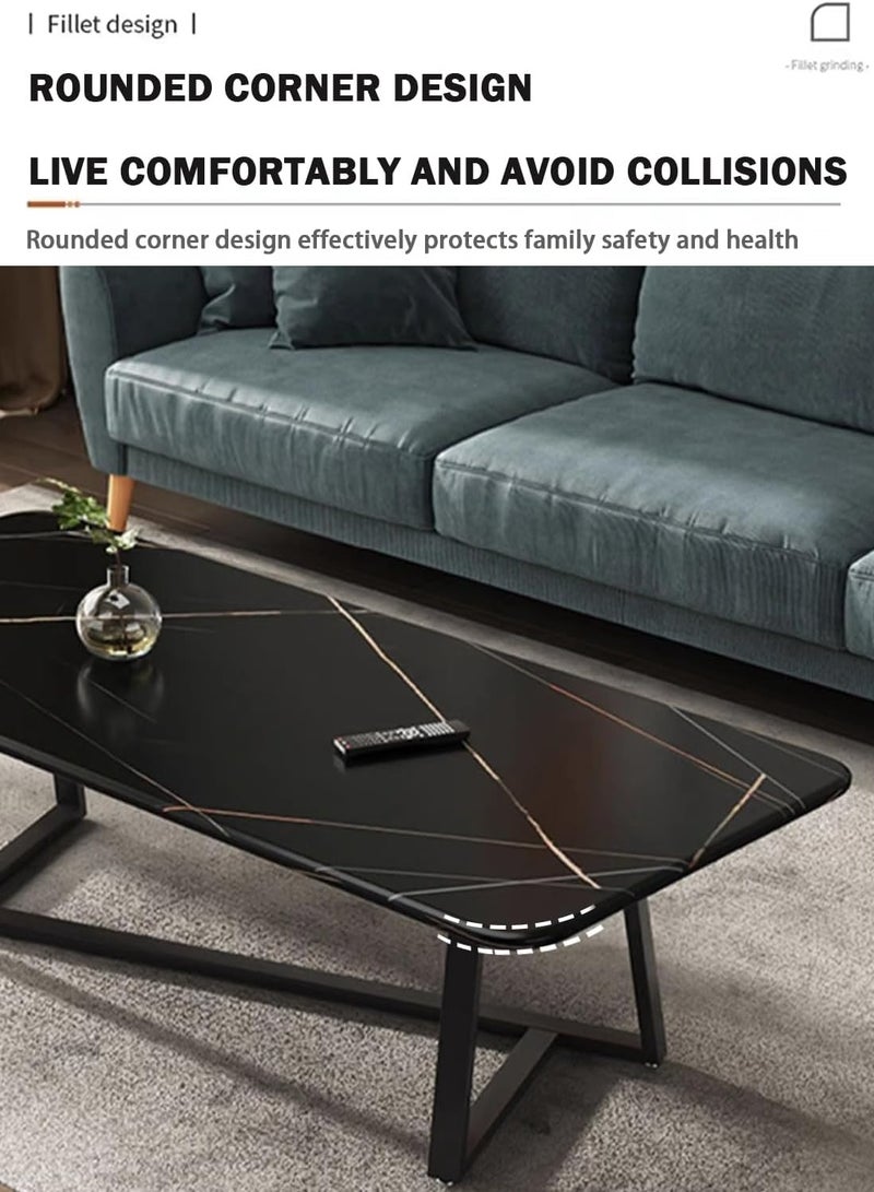 Jorunb Coffee Table Large Capacity Table Storage Simple Living Room Table Modern Tea Table Small Unit Living Room Simple Small Tea Table Design (imitation black marble) - Image 2