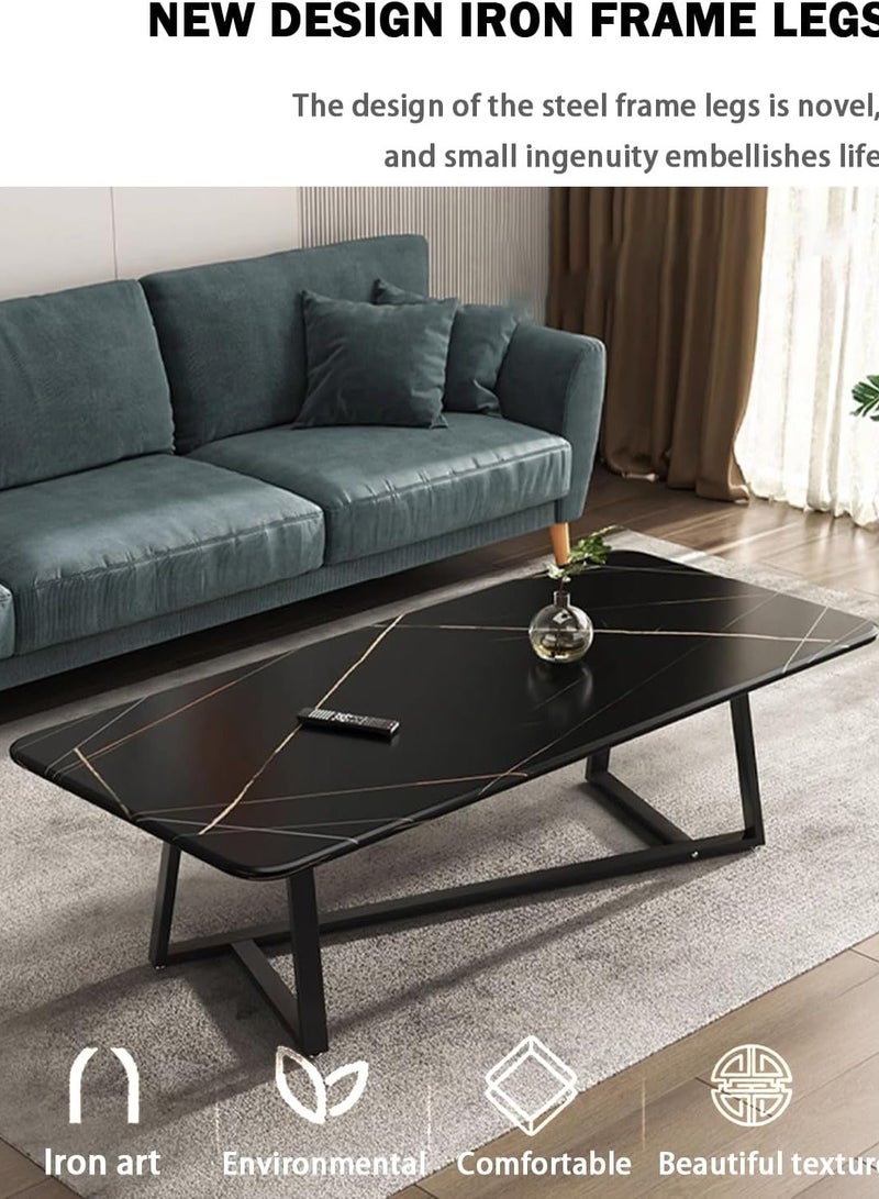 Jorunb Coffee Table Large Capacity Table Storage Simple Living Room Table Modern Tea Table Small Unit Living Room Simple Small Tea Table Design (imitation black marble) - Image 4